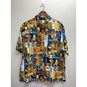 Vintage Pineapple Shirt Riggers Hawaiian 1/2 Button USA Made Tee VTG XL